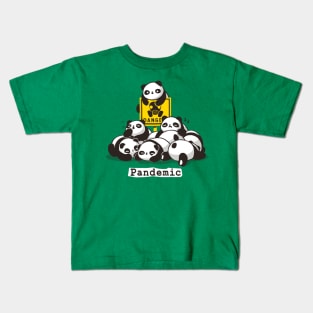 Pandemic Pun - Cute Panda Gang - Biohazard Danger Sign Kids T-Shirt